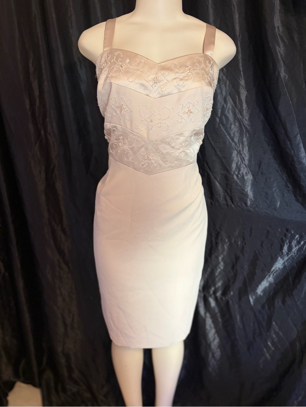 Blush Embroidered Strap Midi Dress